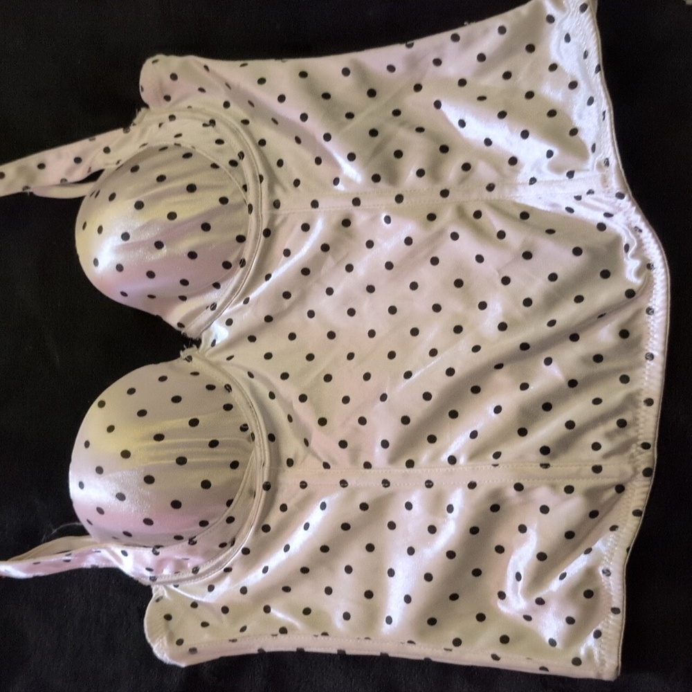Ole Ole white w/blk polka dots bustier